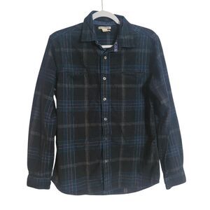 Carbon 2 Cobalt Corduroy Button Up Shirt Mens Size Small Blue Black Plaid Preppy